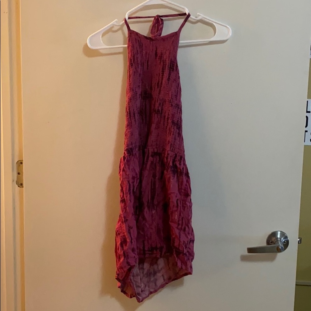 Pink tie-dye halter romper